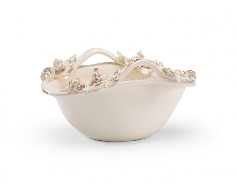 Wildwood - Vineyard Bowl in Distressed Cream Glaze, Ceramic