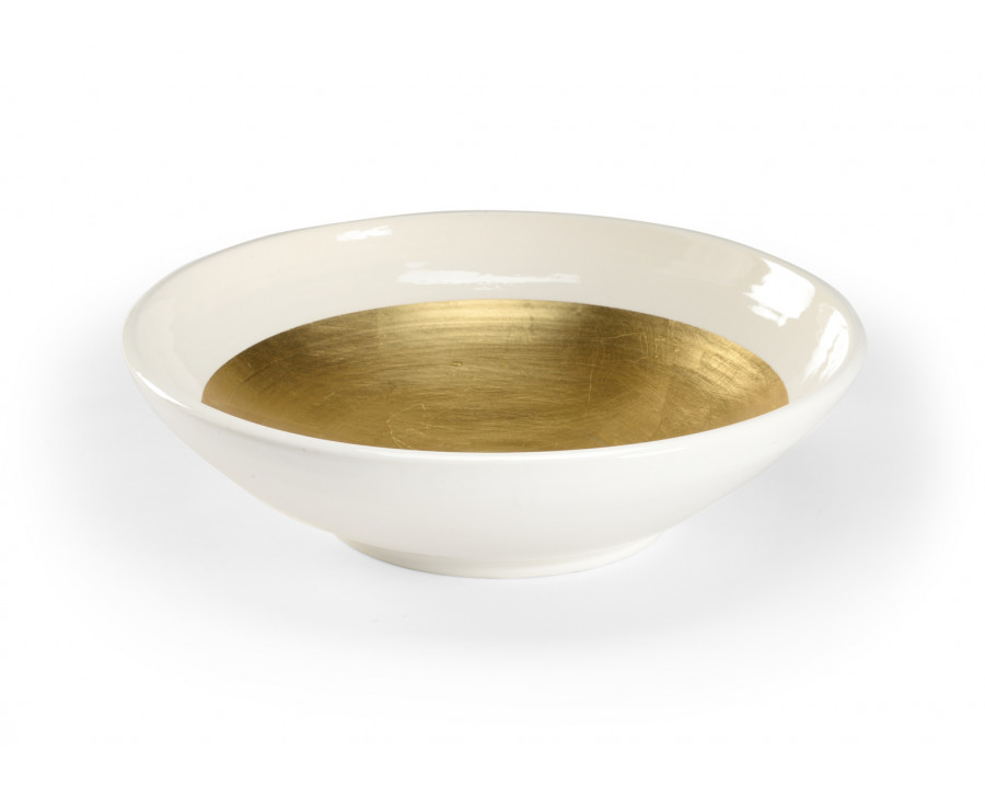 Wildwood - Ritrovo Bowl in Cream Glaze/Gold Leaf, Ceramic/Porcelain