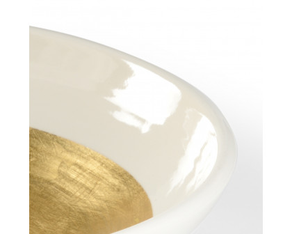 Wildwood - Ritrovo Bowl in Cream Glaze/Gold Leaf, Ceramic/Porcelain