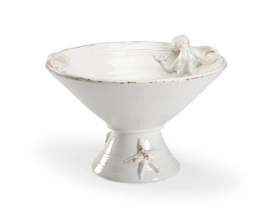 Wildwood - Seaspice Pedestal Bowl in White Glaze, Medium