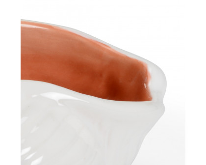 Wildwood - Marco Shell in White/Coral Glaze, Large