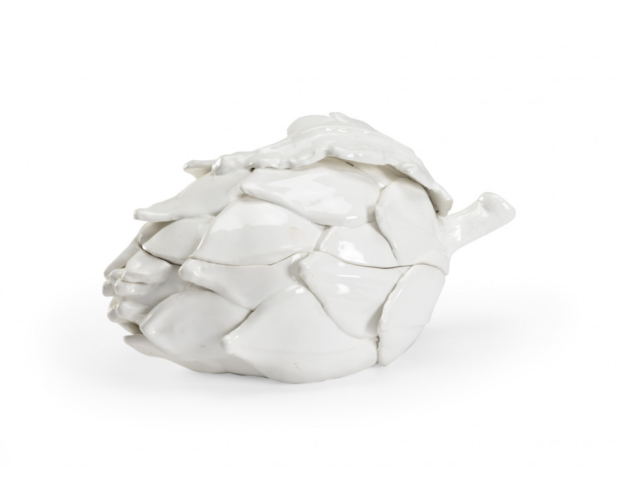 Wildwood - Globe Artichoke With Lid in White Glaze, Ceramic