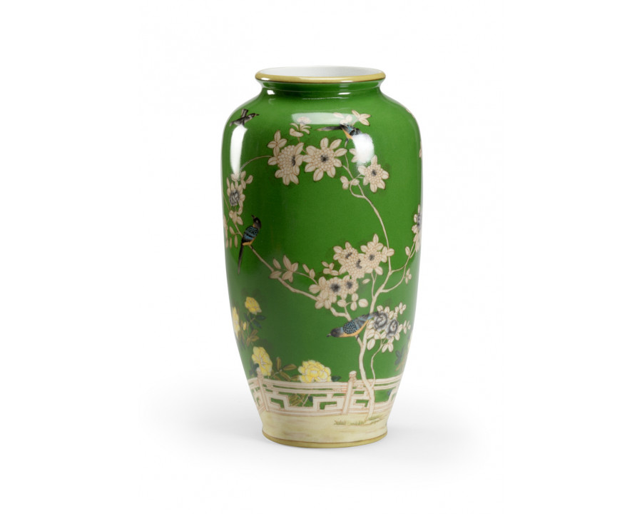 Wildwood - Brook Glen Birds Vase in Green Glaze, Ceramic/Porcelain