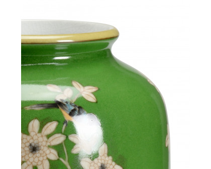 Wildwood - Brook Glen Birds Vase in Green Glaze, Ceramic/Porcelain