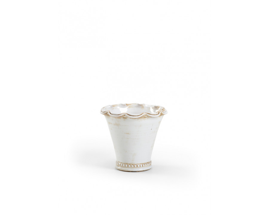 Wildwood - Impruneta Fluted Pot in Aged White Glaze, Small