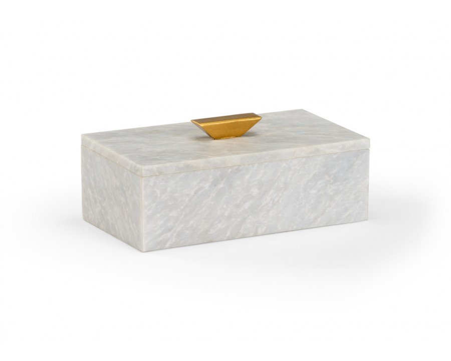 Wildwood - Rectangle Merle Box in Natural White/Metallic Gold, Marble