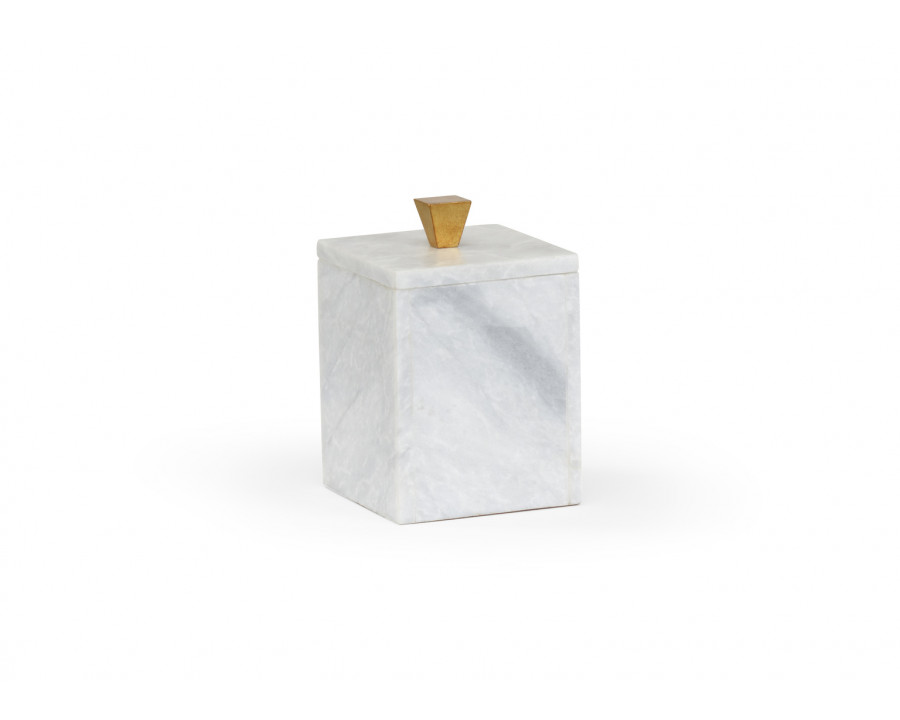 Wildwood - Tall Merle Square Box in Natural White/Metallic Gold, Marble