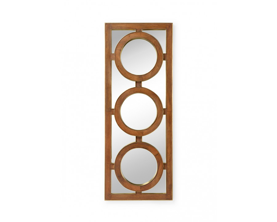 Wildwood - Oso Tall Mirror in Pecan/Brass Clad/Clear/Plain, Wood/Mirror