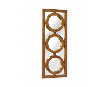 Wildwood - Oso Tall Mirror in Pecan/Brass Clad/Clear/Plain, Wood/Mirror