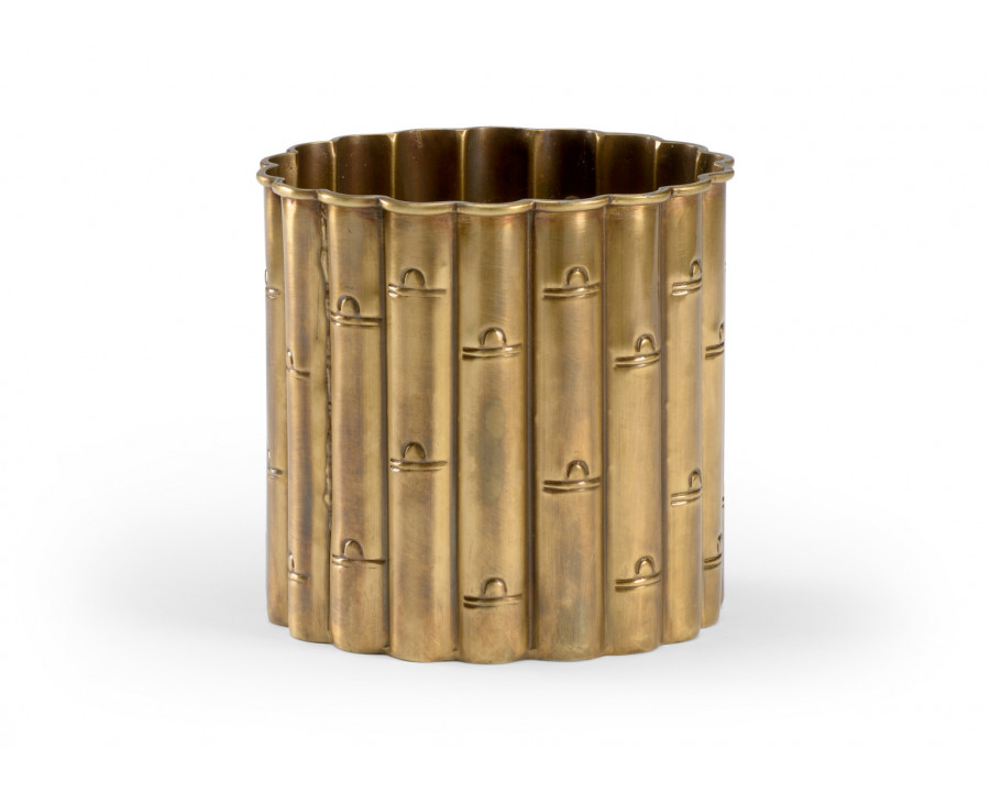 Wildwood - Brass Bamboo Planter in Antique, Small