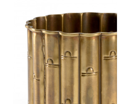 Wildwood - Brass Bamboo Planter in Antique, Small