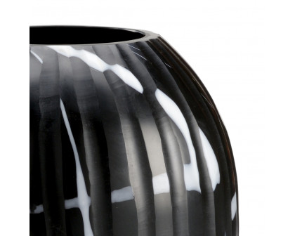 Wildwood Midnight Oil Vase - Black/White/Cut, Large