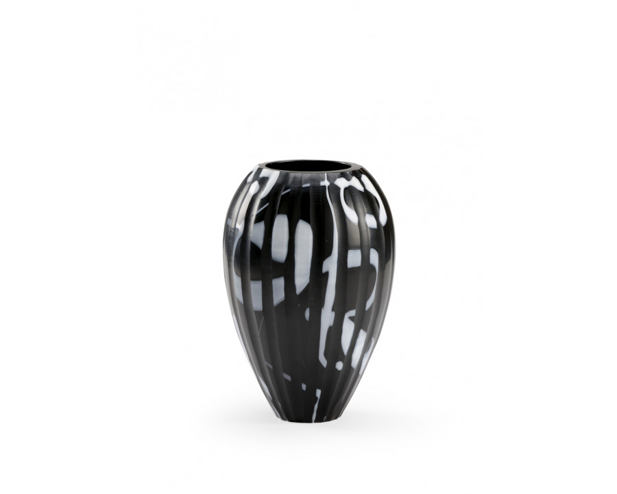 Wildwood Midnight Oil Vase - Black/White/Cut, Small