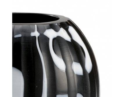 Wildwood Midnight Oil Vase - Black/White/Cut, Small