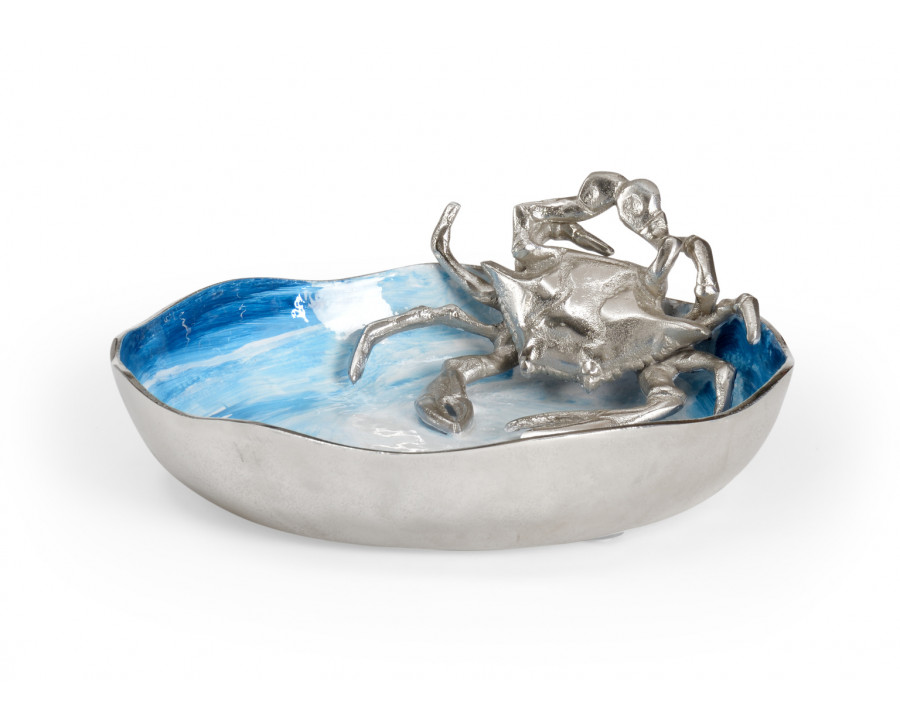 Wildwood - Crab Bowl in Nickel/Blue/White, Aluminum