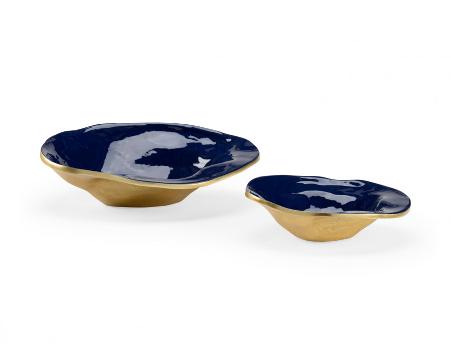 Wildwood - Waving Edge Blue Bowls (S2) in Metallic Gold/Navy, Small