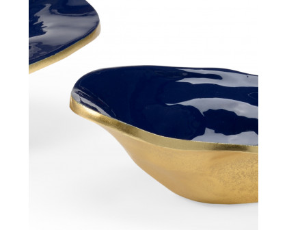 Wildwood - Waving Edge Blue Bowls (S2) in Metallic Gold/Navy, Small