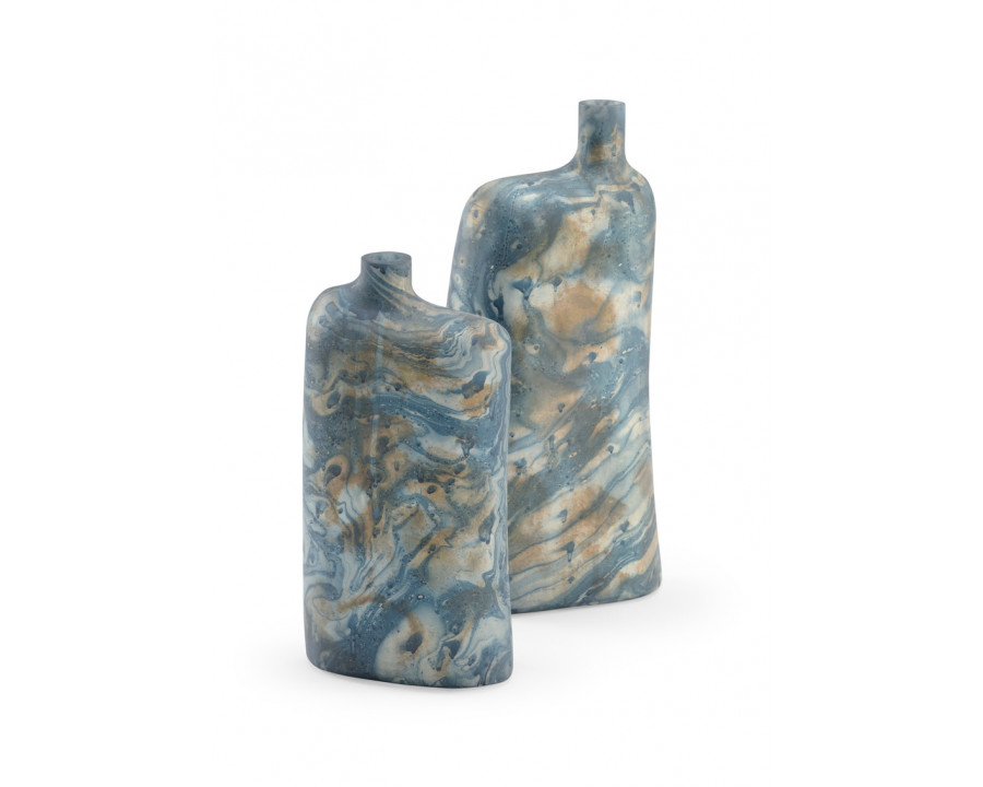 Wildwood - Mother Earth Vases (S2) in Blues/Cream/Rust, Glass