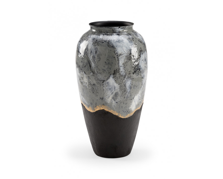 Wildwood - Ashur Vase in Black/Cream/Gray/Gold, Iron