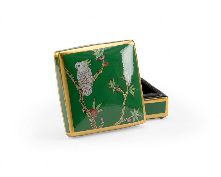 Wildwood - Polly Davis Box in Green Glaze/Metallic Gold, Ceramic/Porcelain