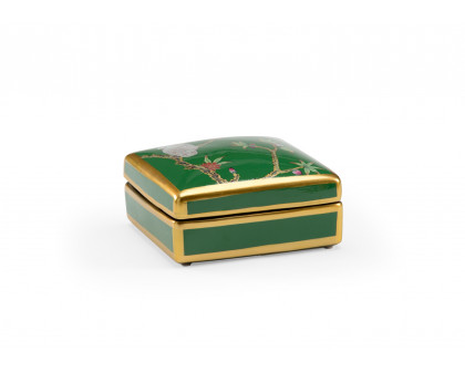 Wildwood - Polly Davis Box in Green Glaze/Metallic Gold, Ceramic/Porcelain