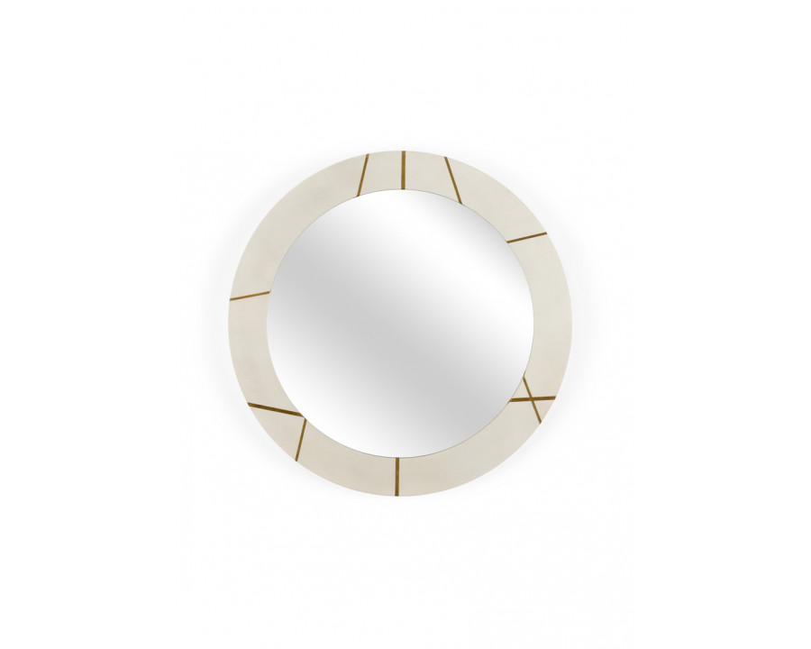 Wildwood - Estevan Mirror in White/Antique Brass/Clear/Plain, Faux Shagreen Wood/Metal/Mirror