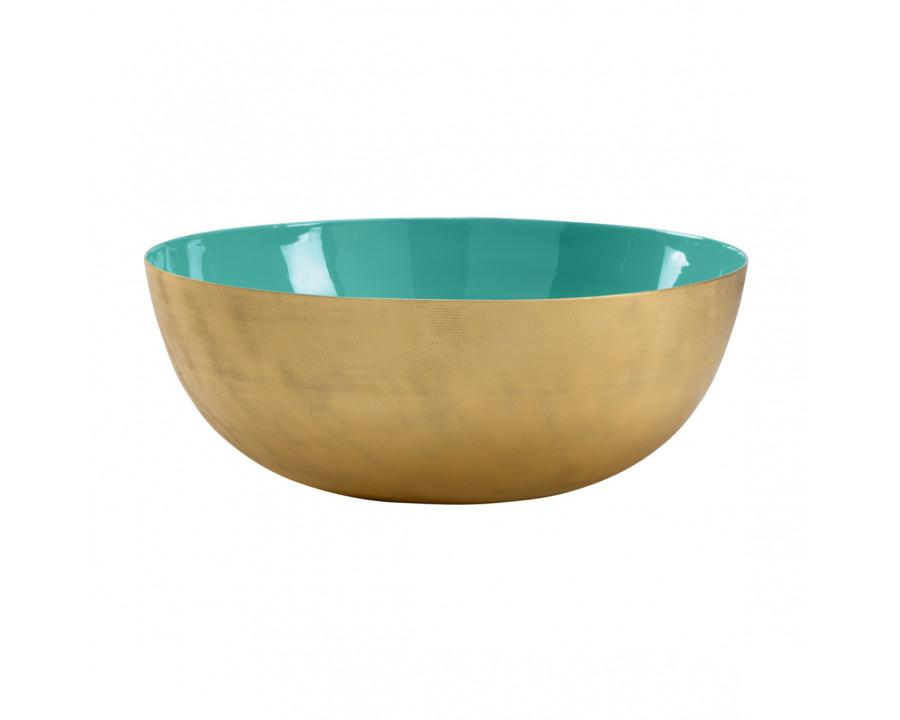 Wildwood - Caribbean Textured Bowl in Textured/Gold/Aqua, Large