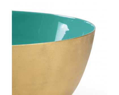 Wildwood - Caribbean Textured Bowl in Textured/Gold/Aqua, Large