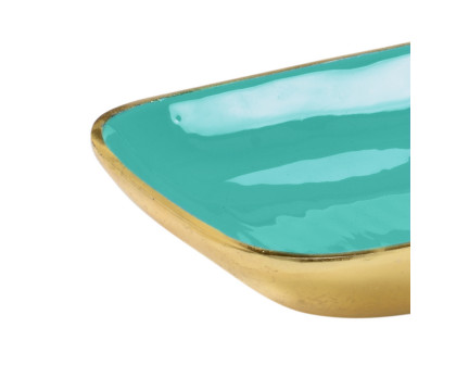 Wildwood - Caribbean Retangular Tray in Gold/Aqua, Metal