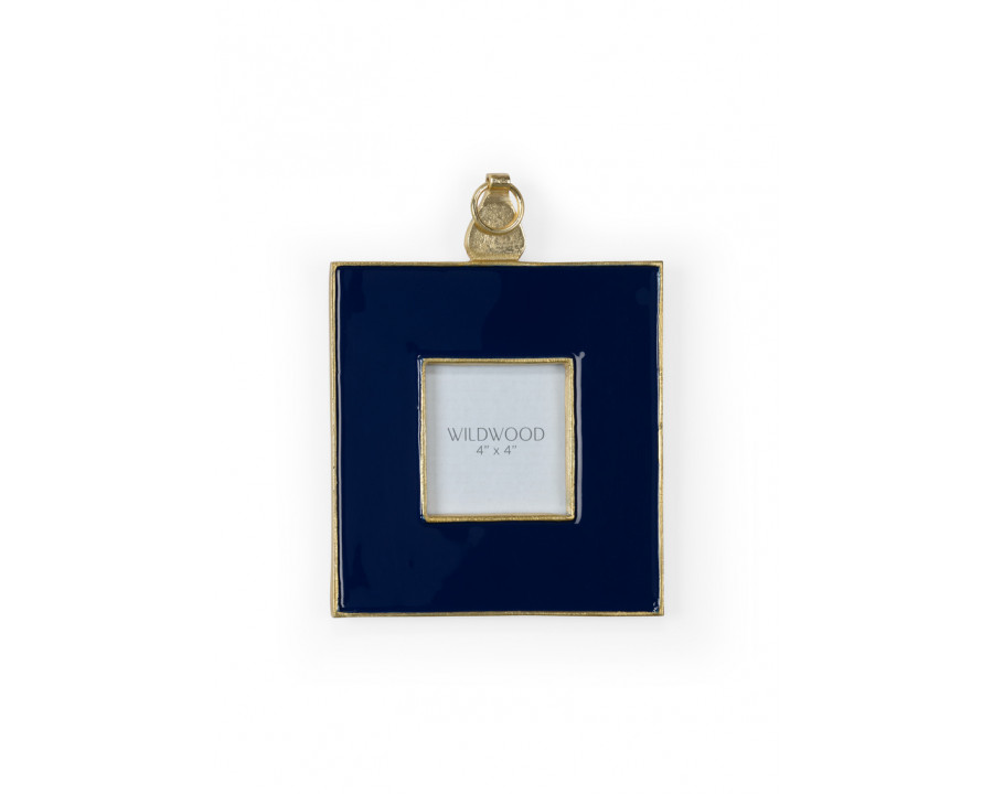 Wildwood Navy Enamel Wall Frame - Gold/Navy Blue/Clear/Plain, Medium