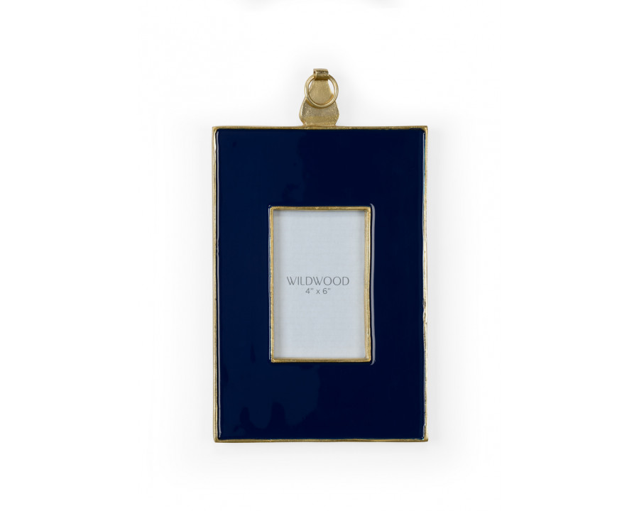 Wildwood Navy Enamel Wall Frame - Gold/Navy Blue/Clear/Plain, Large