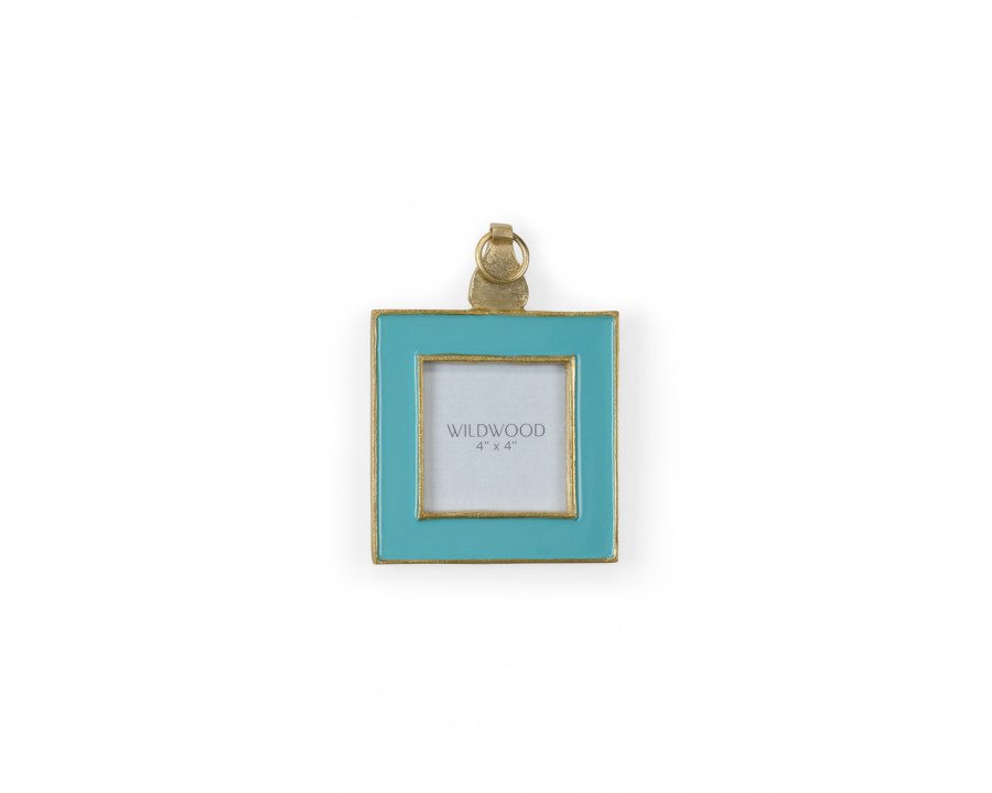 Wildwood Aqua Enamel Wall Frame - Gold/Aqua/Clear/Plain, Small