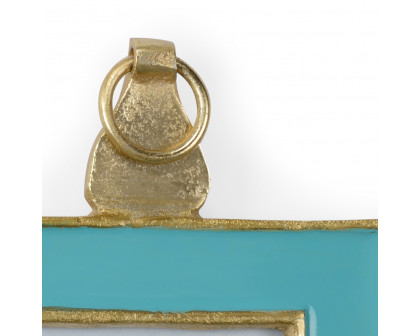 Wildwood Aqua Enamel Wall Frame - Gold/Aqua/Clear/Plain, Small