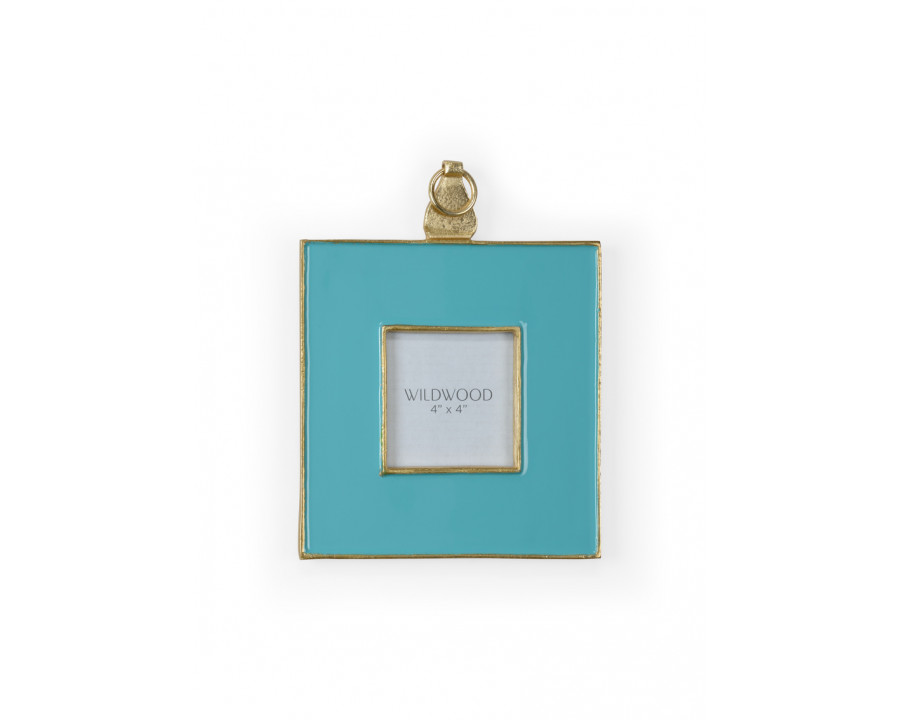 Wildwood Aqua Enamel Wall Frame - Gold/Aqua/Clear/Plain, Medium