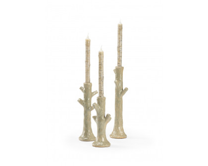 Wildwood Faux Bois Candlesticks - Green (S3)