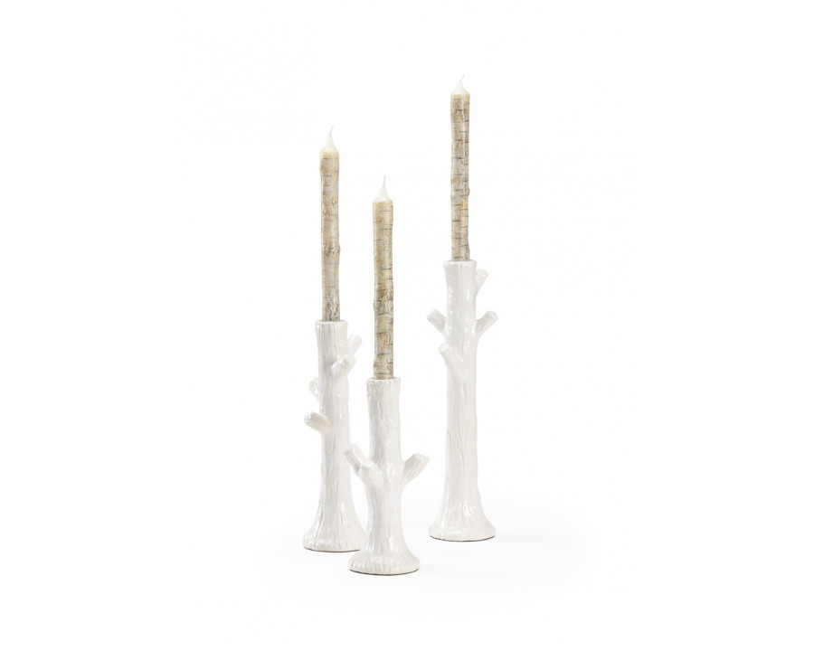 Wildwood Faux Bois Candlesticks - White (S3)