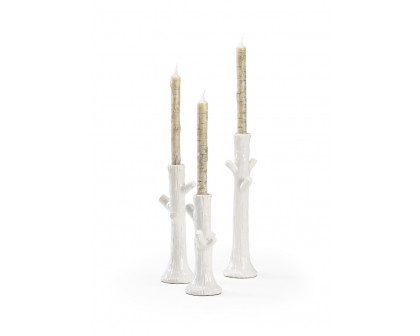 Wildwood Faux Bois Candlesticks - White (S3)