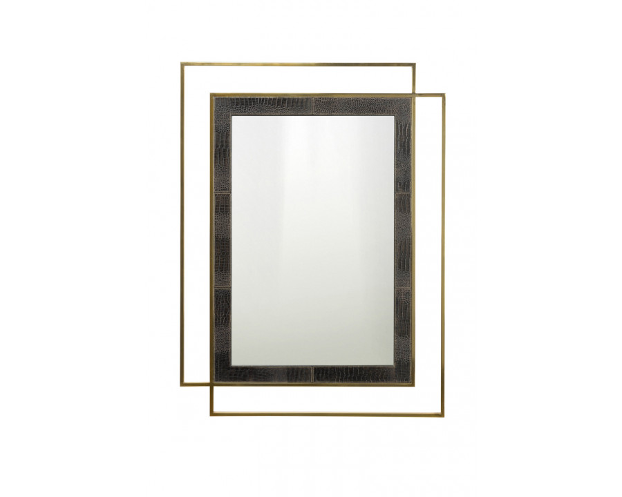 Wildwood - Nile Mirror in Black Crocodile/Polished Brass, Leather