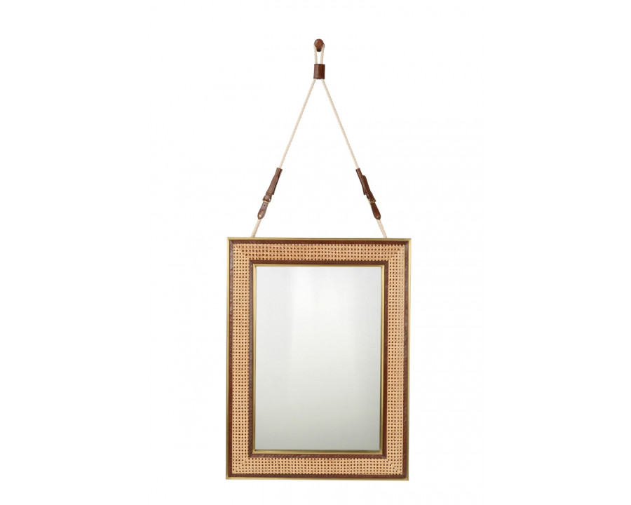 Wildwood - Under The Canvas Mirror in Cognac/Natural/Brushed Brass/Plain, Leather