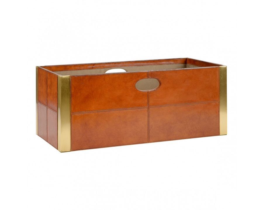 Wildwood - Ballard Magazine Holder in Cognac/Brushed Brass, Leather