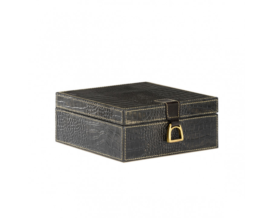 Wildwood Croc Box - Black Crocodile, Medium