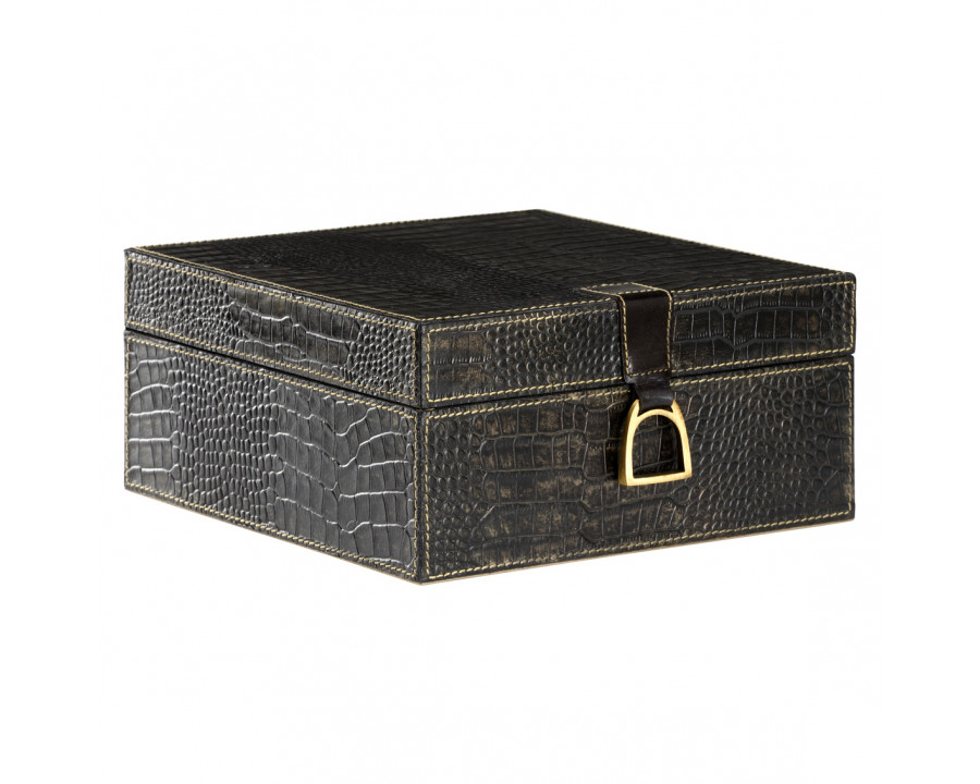 Wildwood Croc Box - Black Crocodile, Large