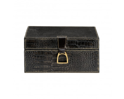 Wildwood Croc Box - Black Crocodile, Large