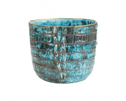 Wildwood - Coccodrillo Cachepot in Turquoise Glaze, Ceramic/Porcelain