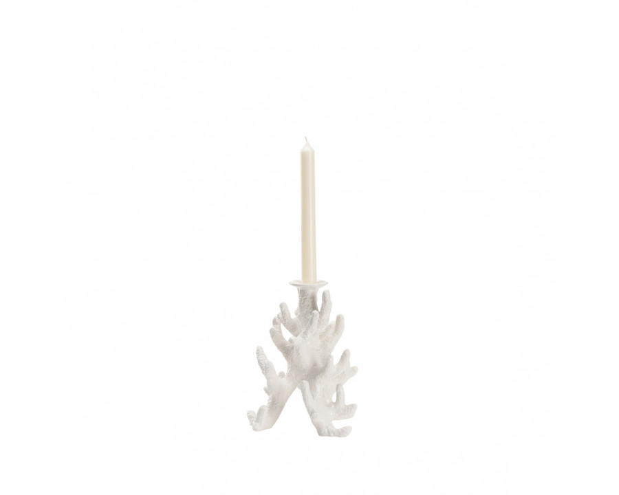 Wildwood Coral Candleholder - White Glaze, Small