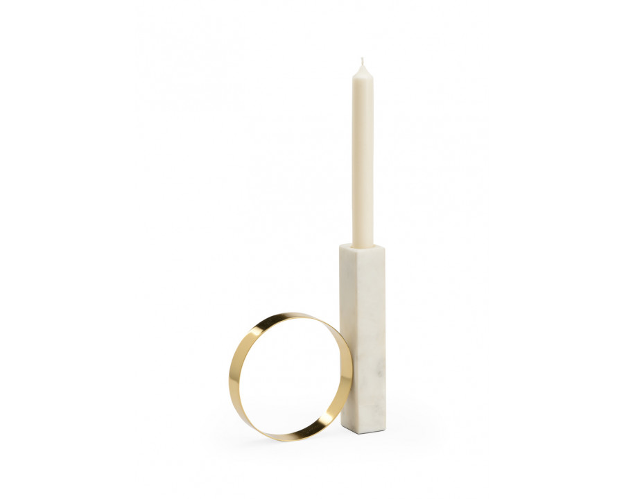 Wildwood - Cleo Candleholder in Polished Brass/Natural White, Iron