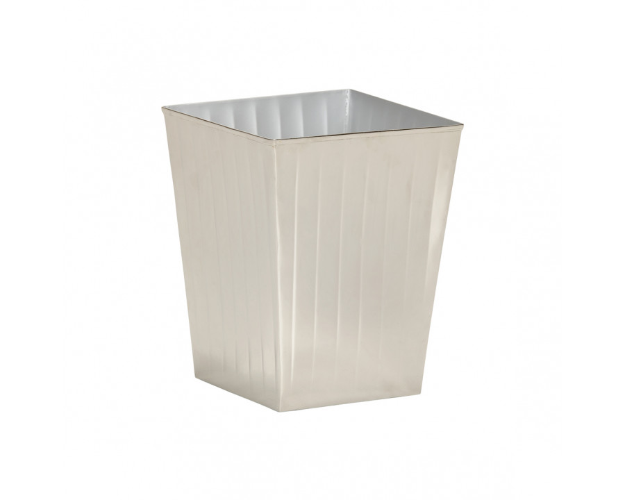 Wildwood - Ribbed Wastebasket in Polished Nickel, Aluminum