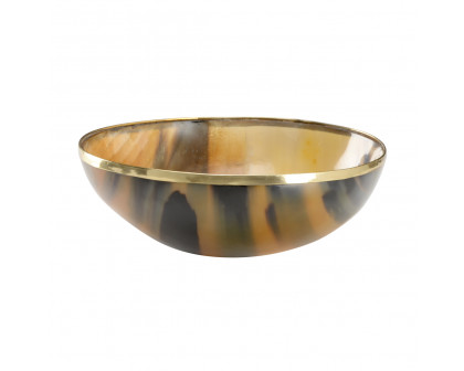 Wildwood Bovidae Round Bowl - Natural/Antique Brass, Small