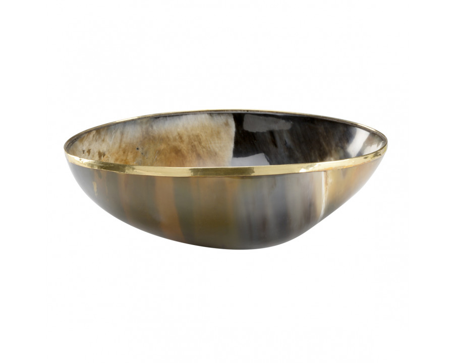 Wildwood Bovidae Round Bowl - Natural/Antique Brass, Large