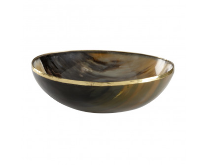 Wildwood Bovidae Round Bowl - Natural/Antique Brass, Large